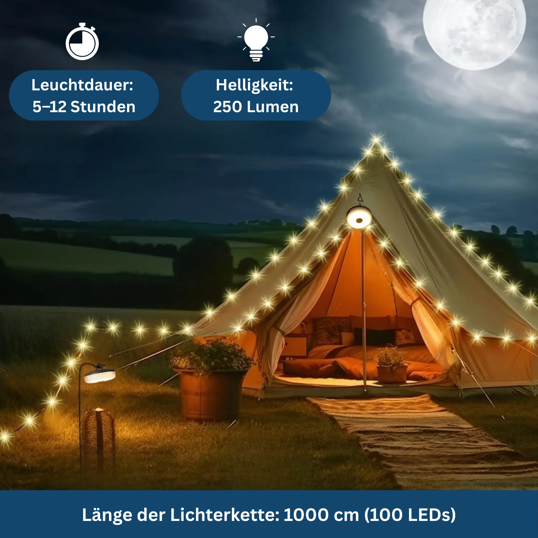 Bright Rechargeable String Lights for Camping with USB