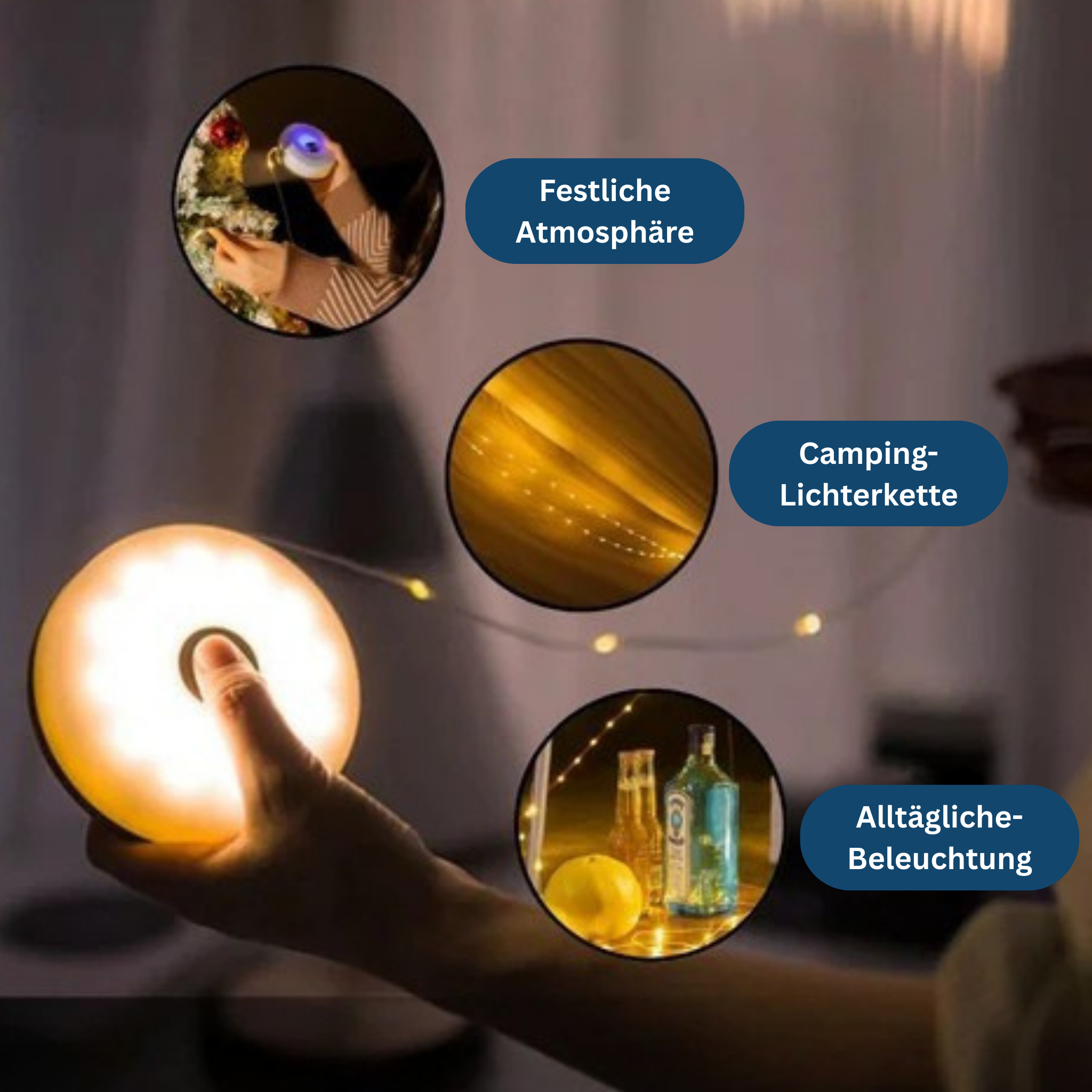 Bright Rechargeable String Lights for Camping with USB