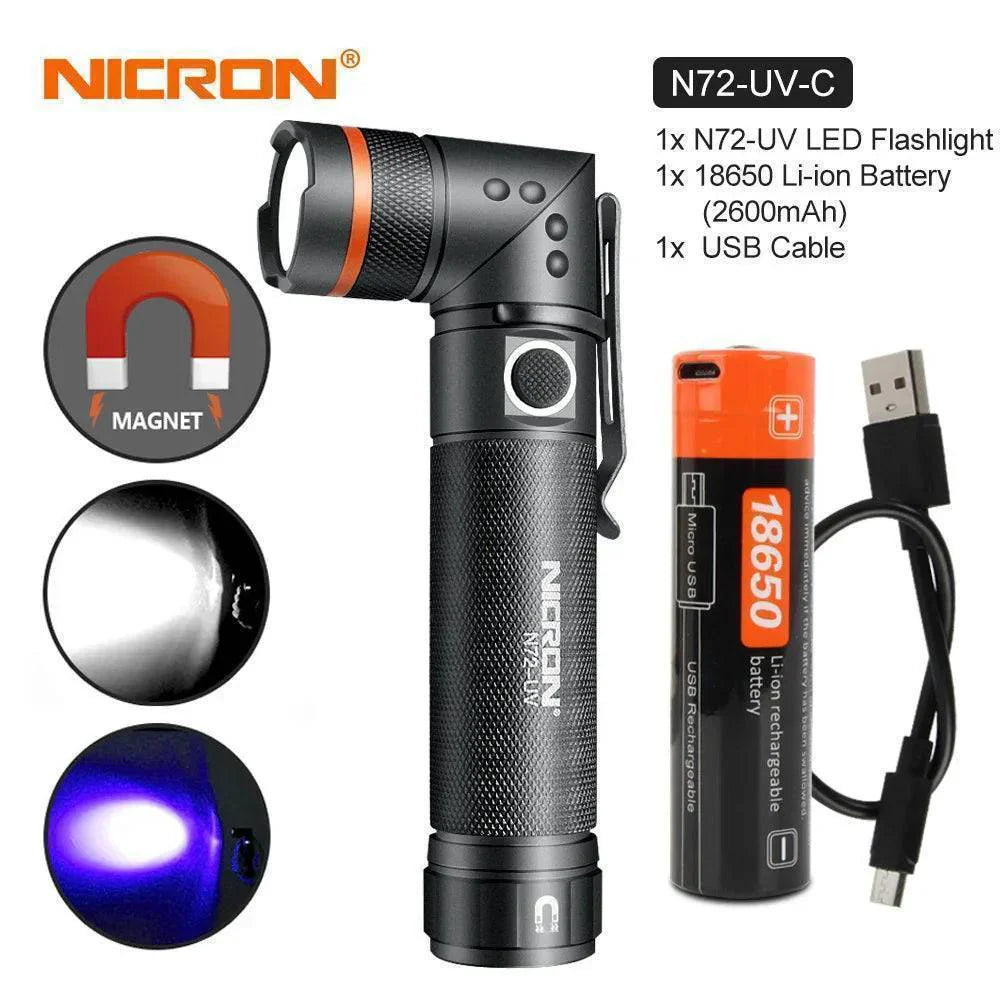 Rechargeable LED Flashlight with Magnetic Base – 90° Rotating Design