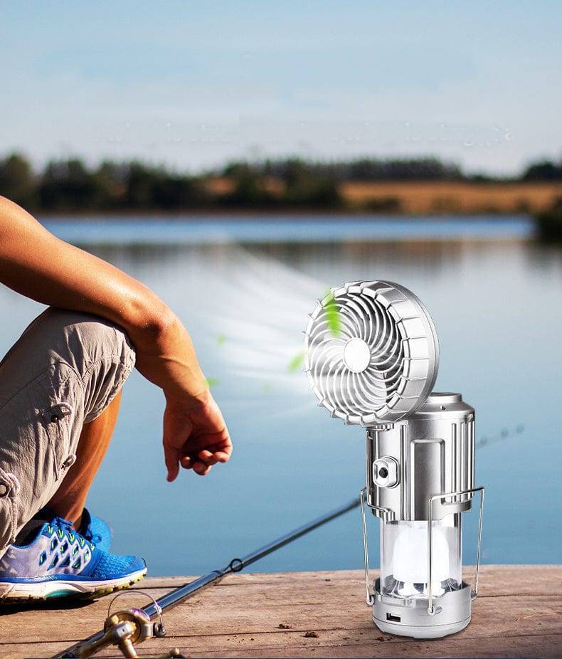 Solar-Powered Camping Lantern with Fan – USB Rechargeable