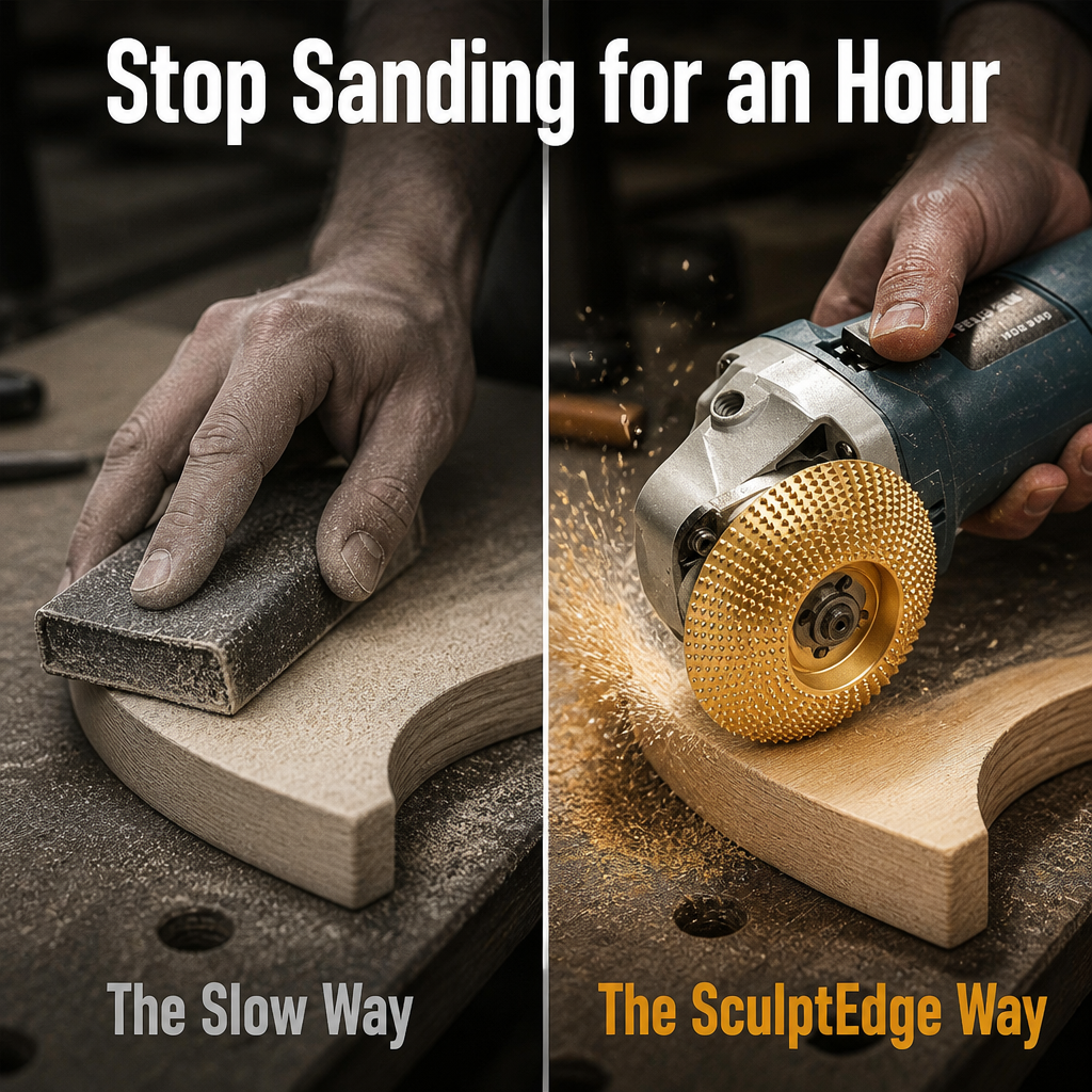 SculptEdge™ — Carve, Round & Shape Wood in One Pass on the Grinder You Own