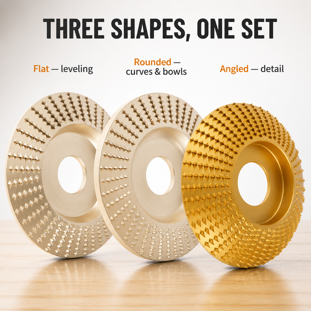 SculptEdge™ — Carve, Round & Shape Wood in One Pass on the Grinder You Own