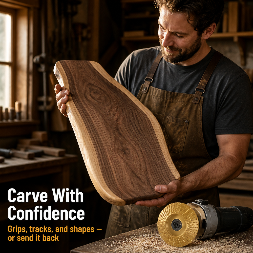 SculptEdge™ — Carve, Round & Shape Wood in One Pass on the Grinder You Own