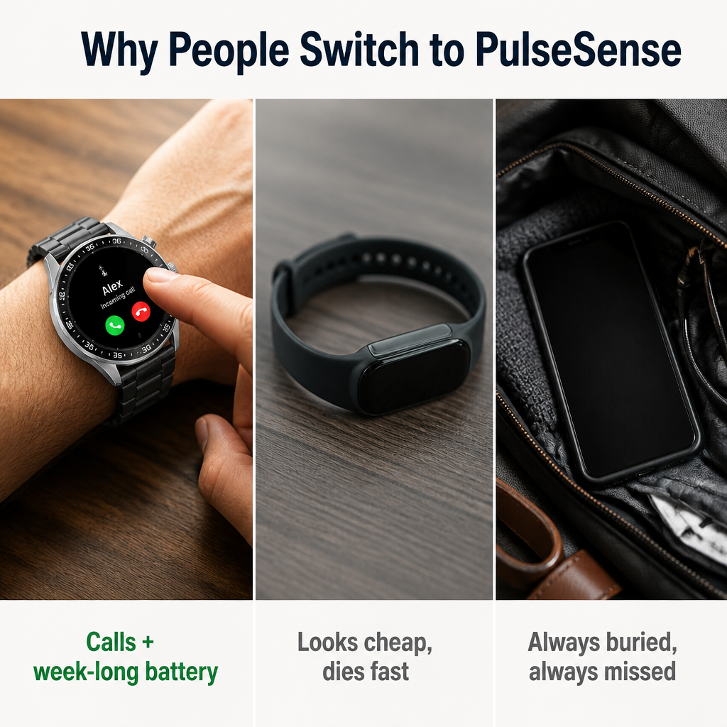 PulseSense™ — Take Calls, Track Workouts & Go a Full Week Per Charge