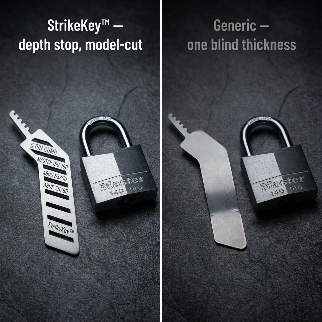 StrikeKey™ — Seat the Comb, Set Every Pin, and Pop the Shackle in Seconds