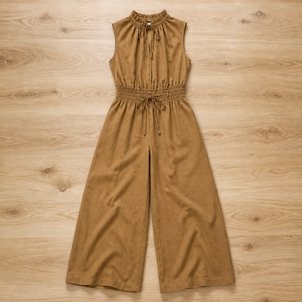 SerenAir™ – Relaxed Wide-Leg Jumpsuit with Smocked Drawstring Waist