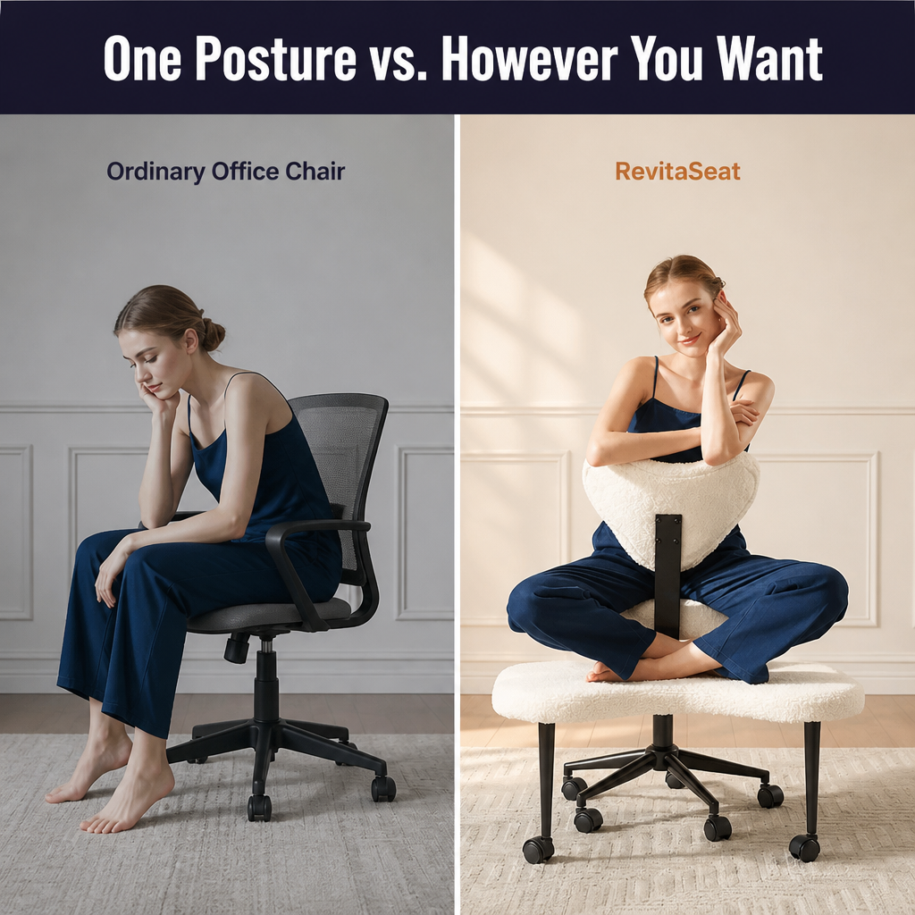 RevitaSeat™ — Sit Cross-Legged at Your Desk Without Crushing Your Hips