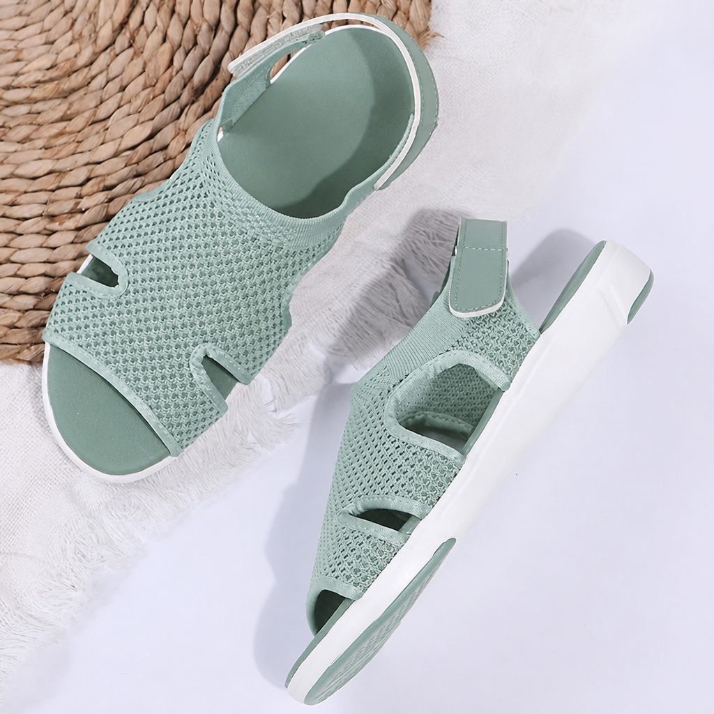 AeroLuxe™ – Cushioned Mesh Slingback Sandals with Velcro Strap