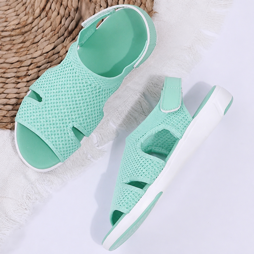 AeroLuxe™ – Cushioned Mesh Slingback Sandals with Velcro Strap