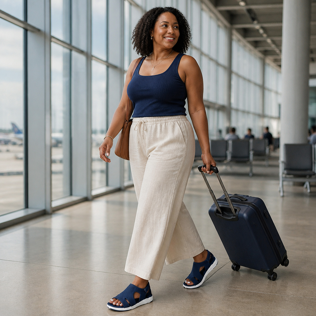 AeroLuxe™ – Cushioned Mesh Slingback Sandals with Velcro Strap