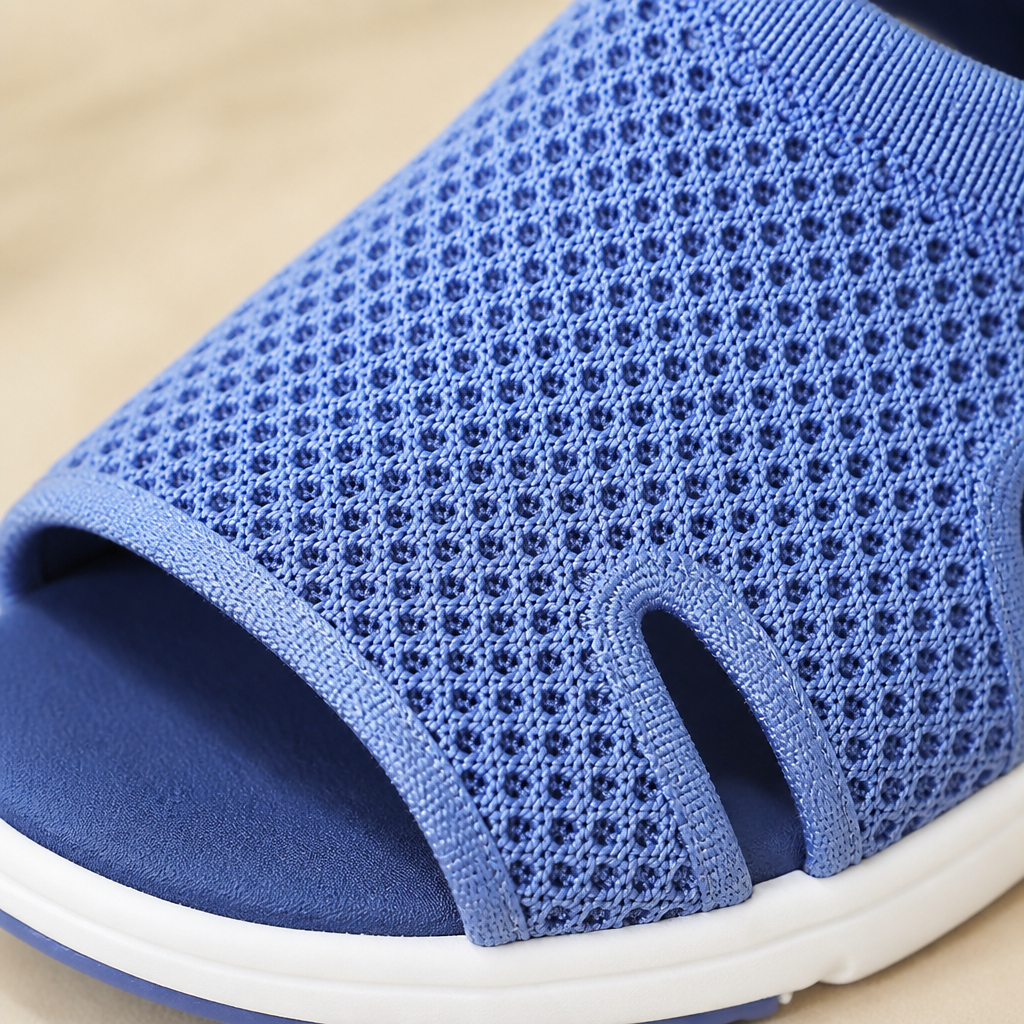 AeroLuxe™ – Cushioned Mesh Slingback Sandals with Velcro Strap