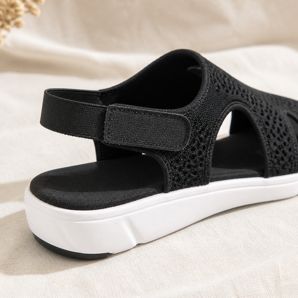 AeroLuxe™ – Cushioned Mesh Slingback Sandals with Velcro Strap