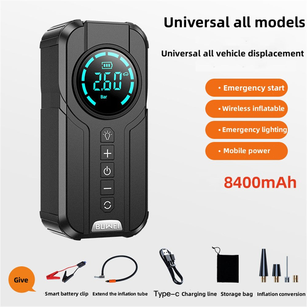 4-in-1 Car Battery Booster with Tire Pump and Power Bank