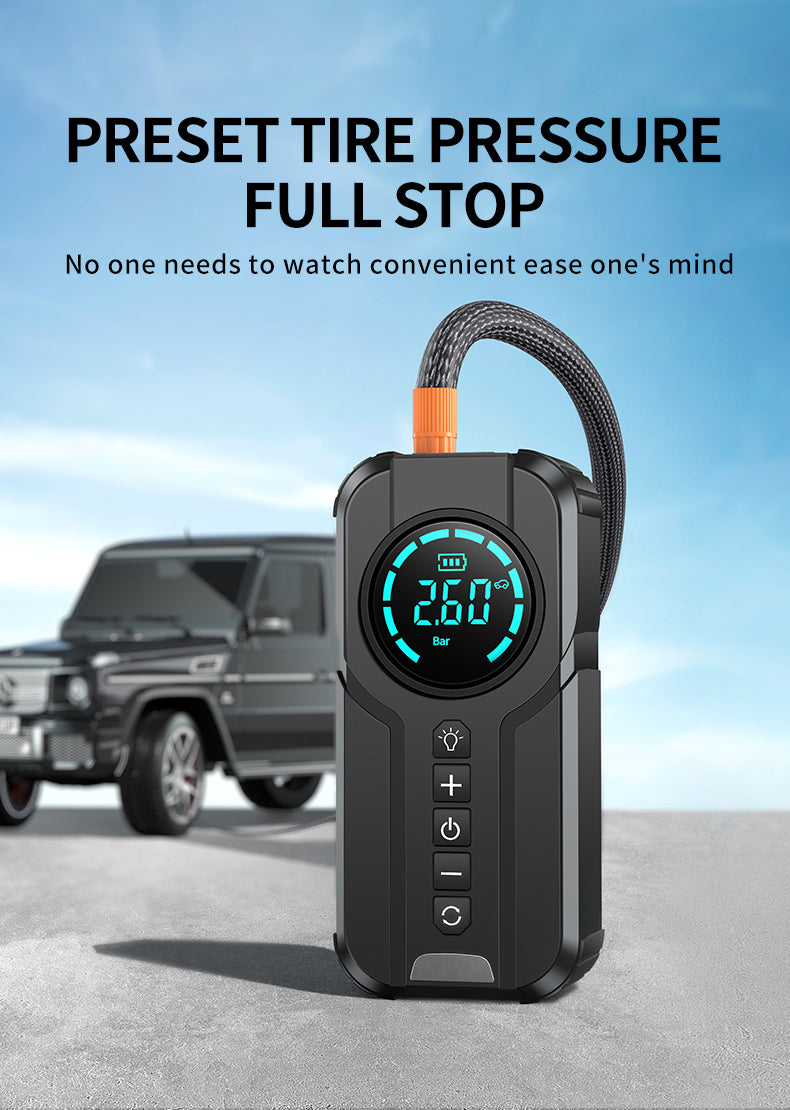 4-in-1 Car Battery Booster with Tire Pump and Power Bank