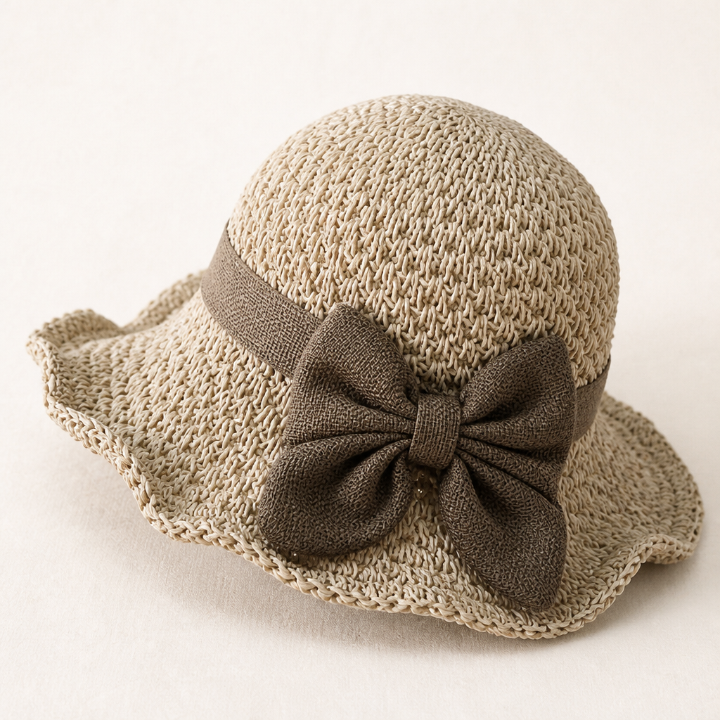 SunSway™ – Packable Woven Straw Sun Hat with Bow Detail