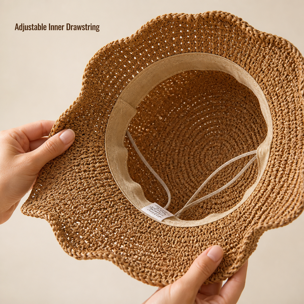 SunSway™ – Packable Woven Straw Sun Hat with Bow Detail