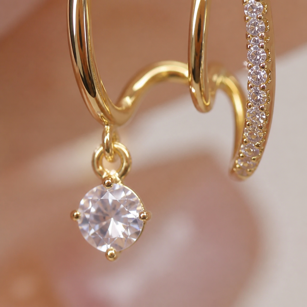 LumaVive™ – Sparkling Starburst Cuff Earrings with Multi-Piercing Illusion