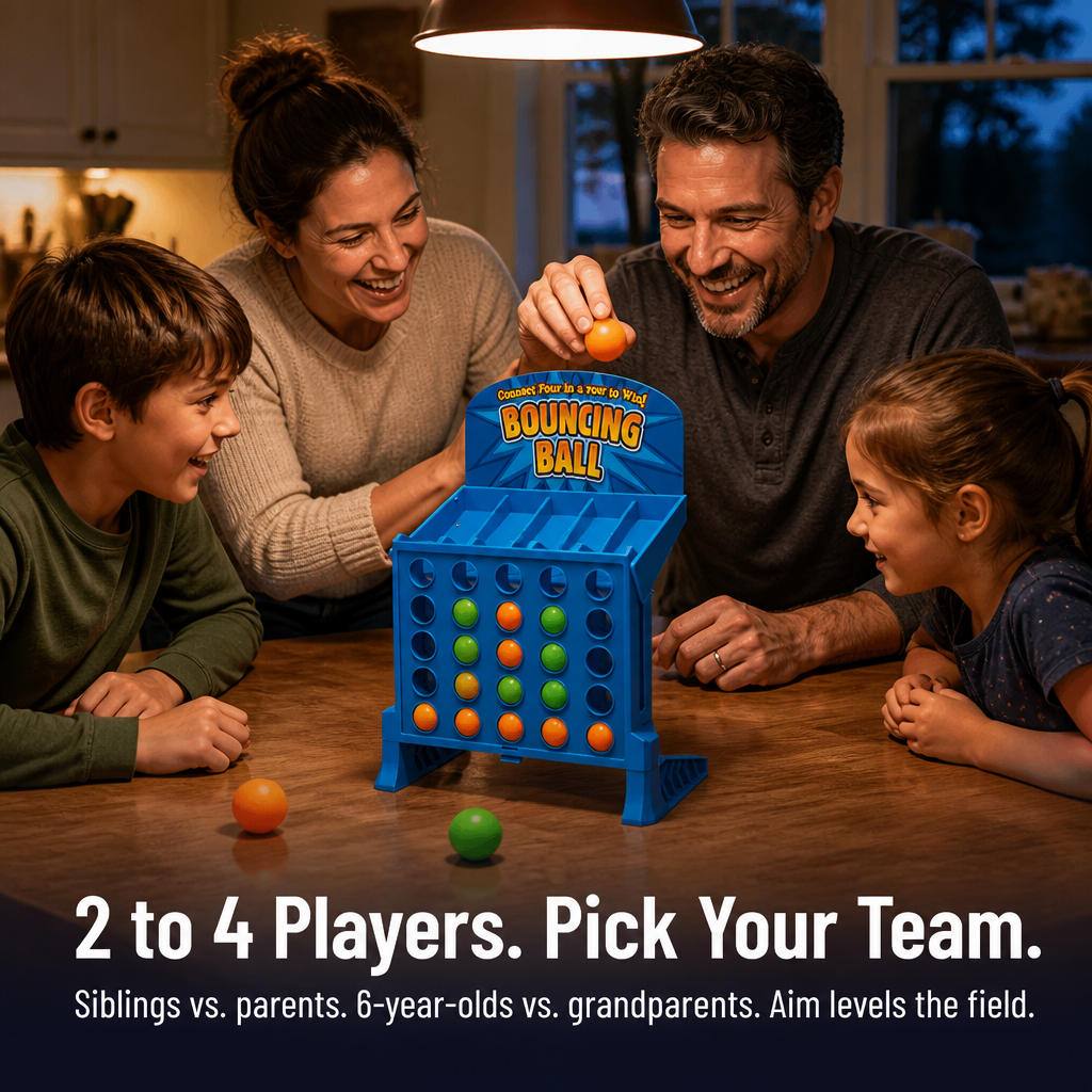 AimVenture™ — Bounce-Shoot Connect 4 That Gets Kids Off Screens and Laughing Loud