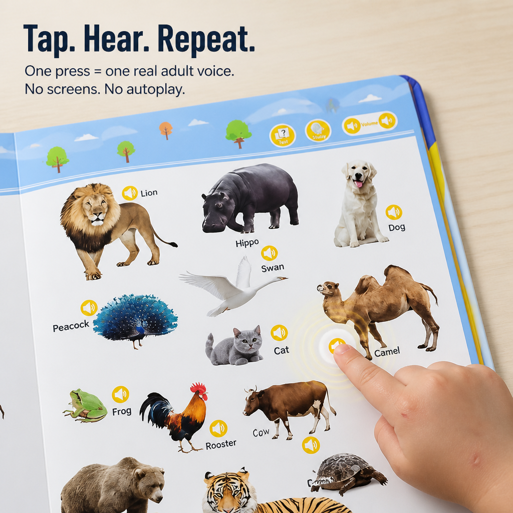 SpeakSpark™ — Swap Screen Time for 300+ English Words Kids Tap and Repeat