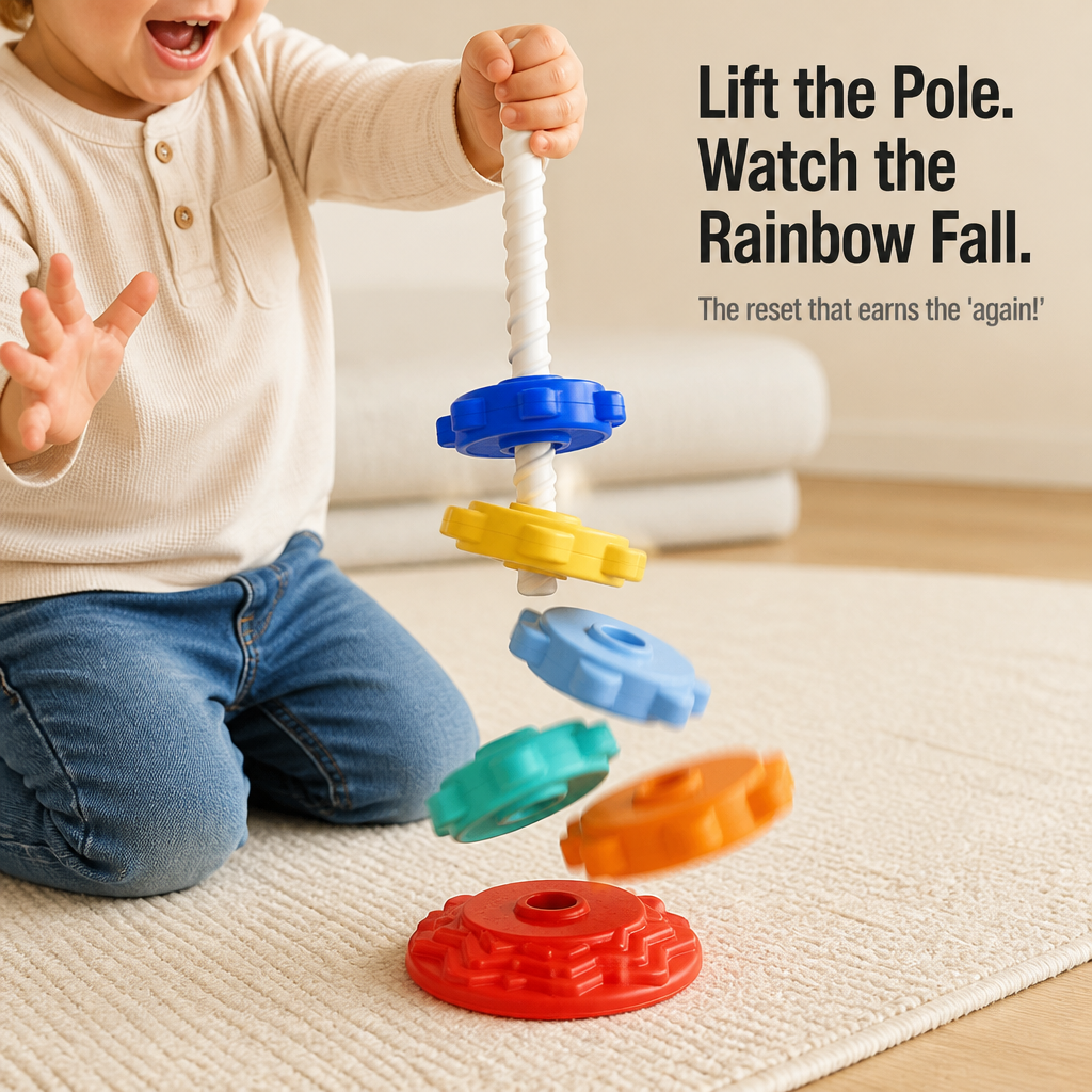 TwirliPlay™ — Spin Rainbow Discs Down a Spiral Pole Toddlers Can't Put Down