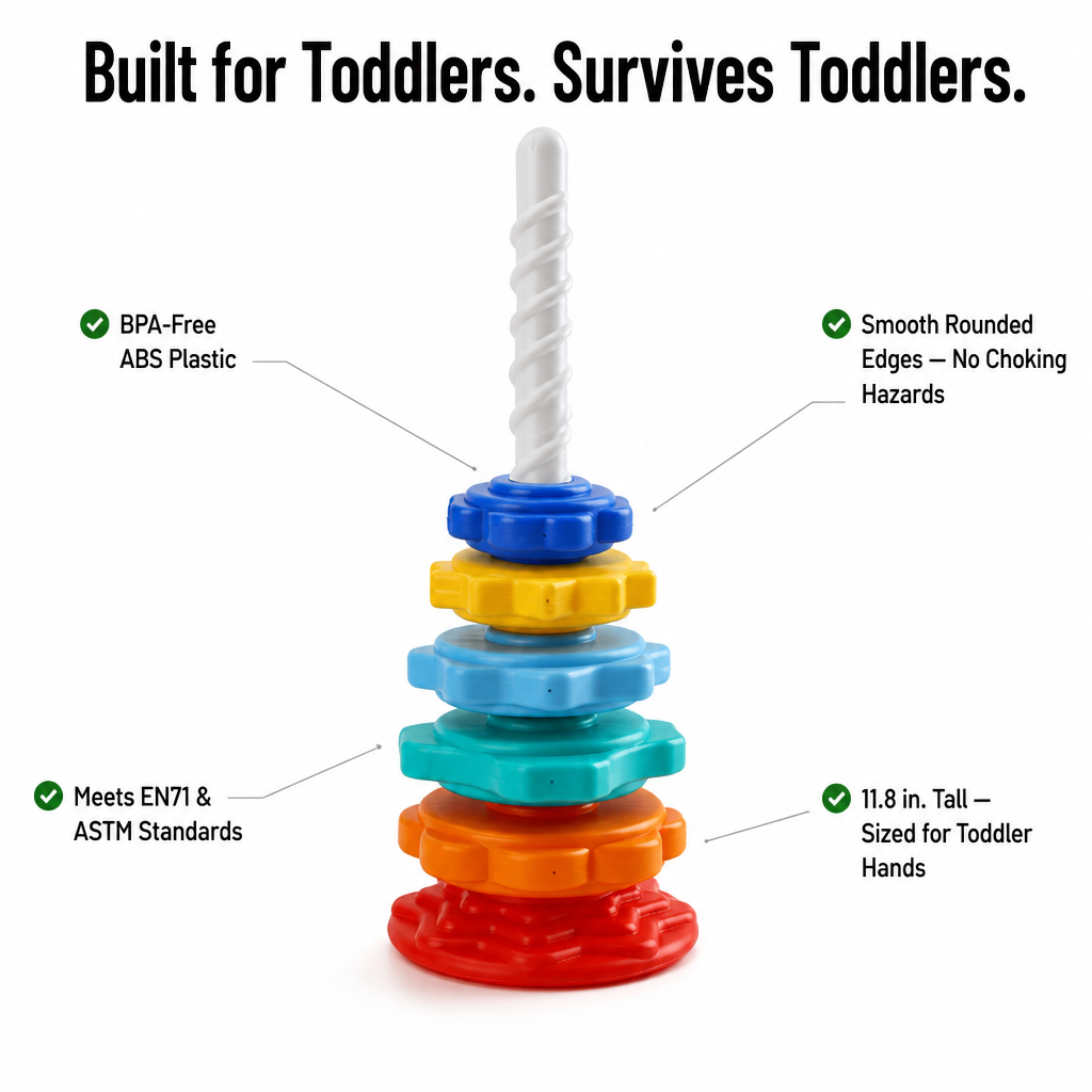 TwirliPlay™ — Spin Rainbow Discs Down a Spiral Pole Toddlers Can't Put Down