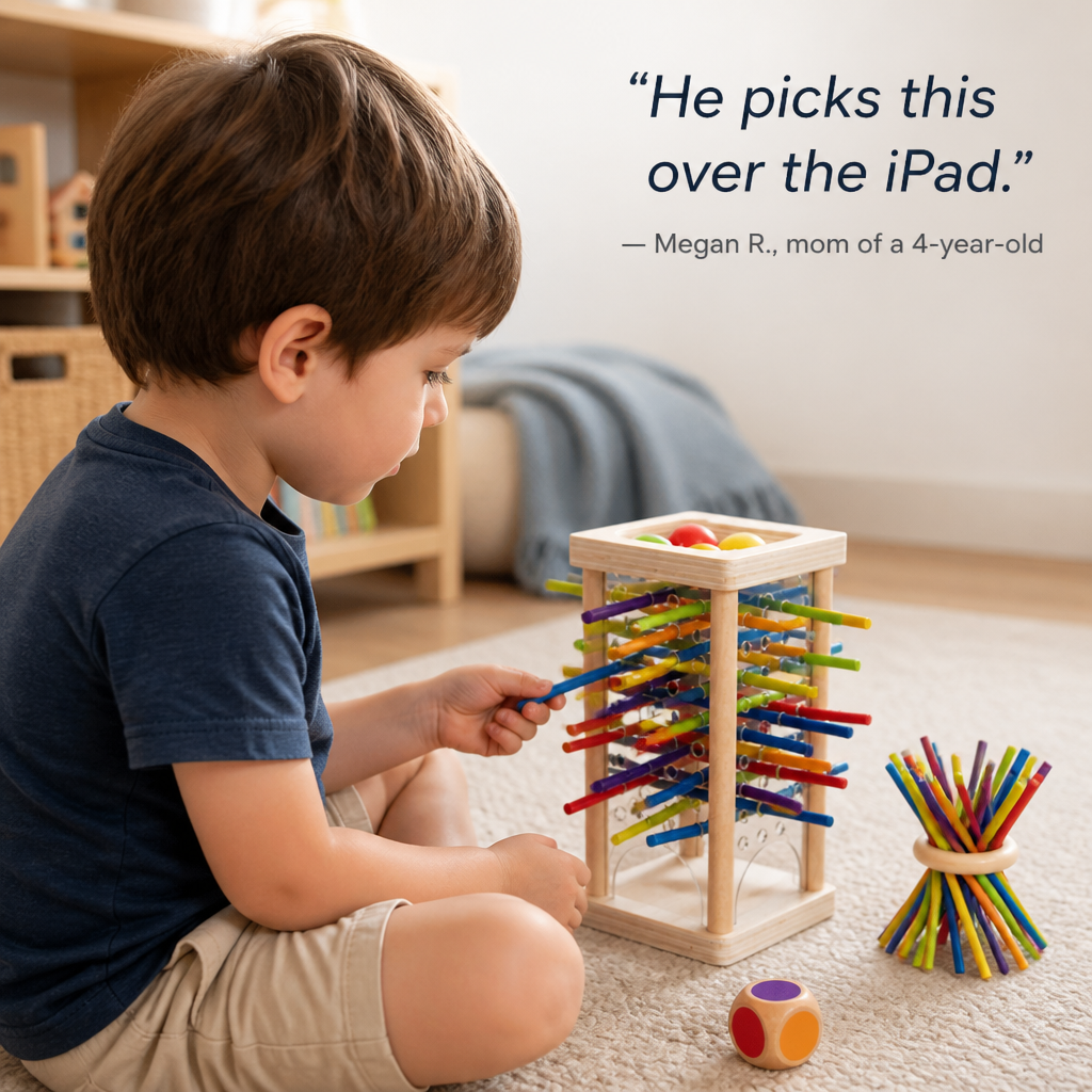 BrainiQ™ — Build Focus, Patience & Color Smarts With 30 Wooden Sticks