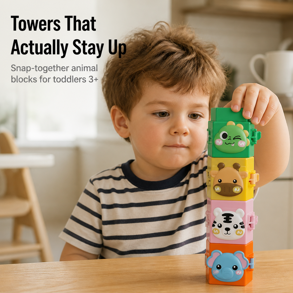 BrillieBlocks™ — Snap 12 Animal Friends Into Towers Kids Won't Quit
