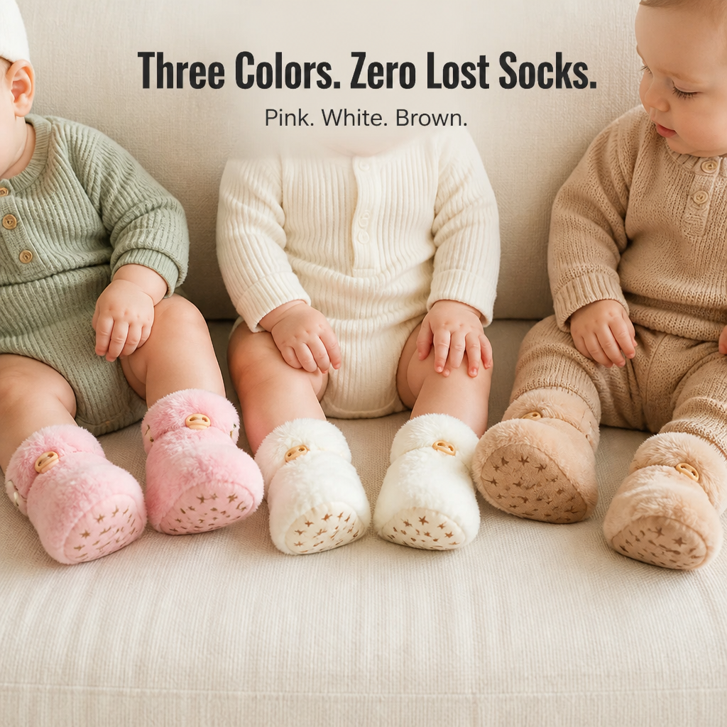 TinyTreadz™ — Cozy Up Tiny Feet With Plush Booties That Actually Stay On
