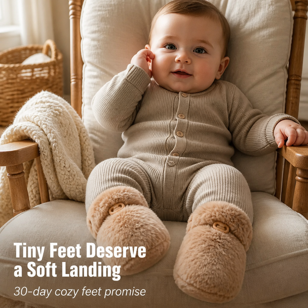TinyTreadz™ — Cozy Up Tiny Feet With Plush Booties That Actually Stay On