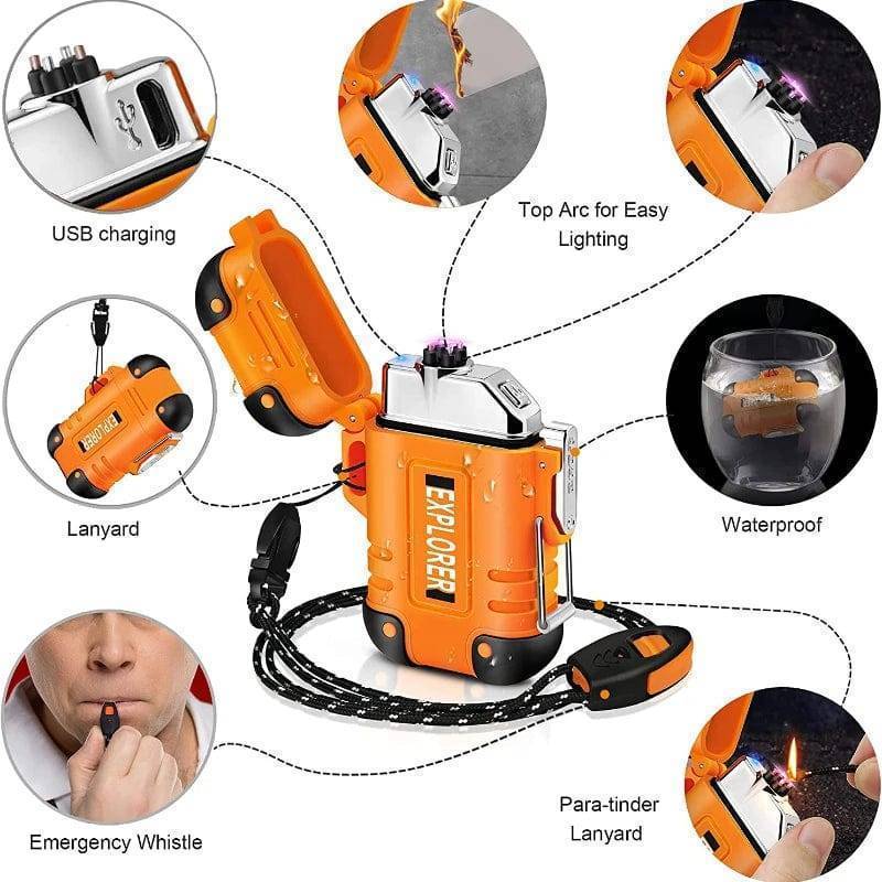 Waterproof Dual Arc Lighter with USB Rechargeable Plasma for Outdoor Use