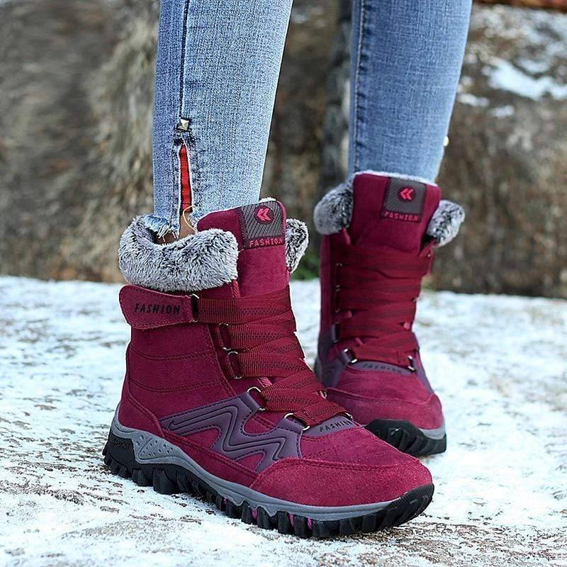 Warm Outdoor Snow Boots for Women in Suede Leather