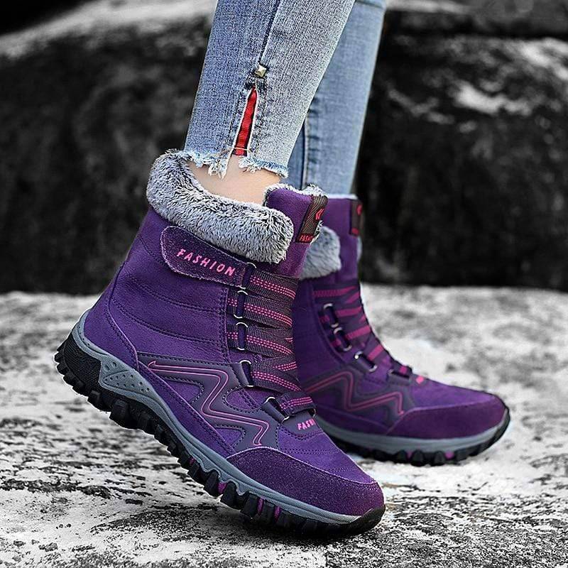 Warm Outdoor Snow Boots for Women in Suede Leather