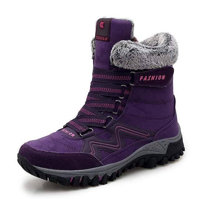 Warm Outdoor Snow Boots for Women in Suede Leather