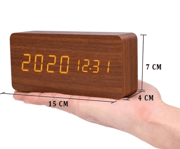 Minimalist Wooden LED Clock with Voice Control Feature