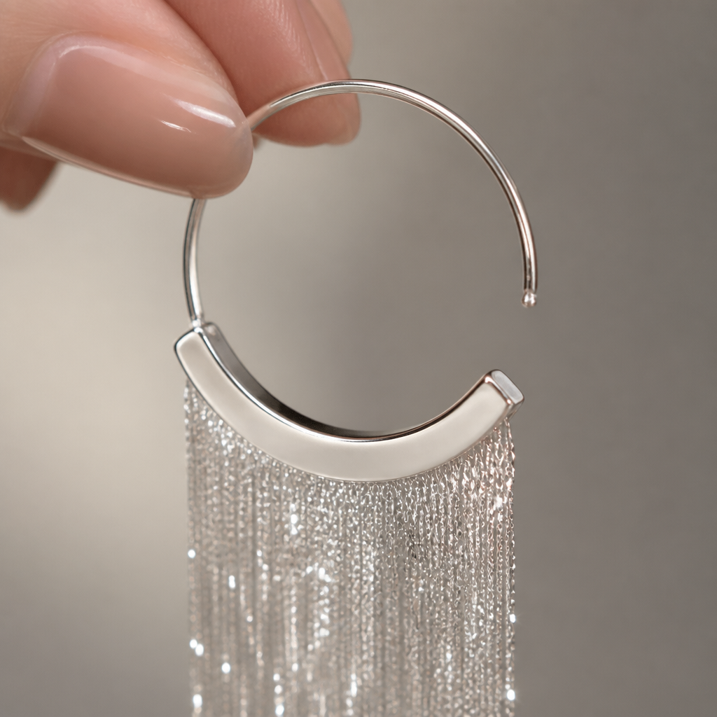 CascadeAura™ – Shimmering Waterfall Tassel Earrings with Hypoallergenic Finish