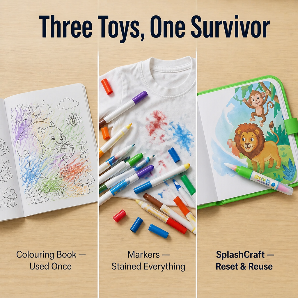 SplashCraft™ — Hand Kids Hours of Quiet Colouring Without a Single Stain