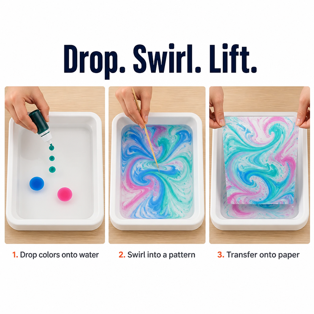 SplashMuse™ Marbling Paint Kit — Swirl, Lift & Hang Real Marbled Prints Kids Make Themselves