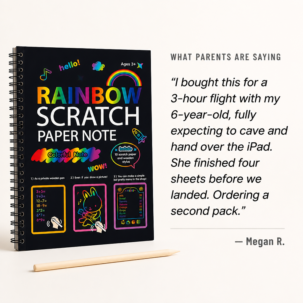 VividDreams™ Scratch Art Notebook — Trade Screen Time For Quiet, Mess-Free Rainbow Hours