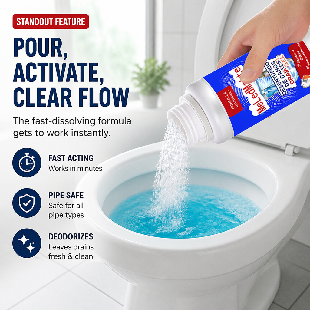 FlowEase™ — Dissolve Hair, Grease & Gunk Without Wrecking Your Pipes