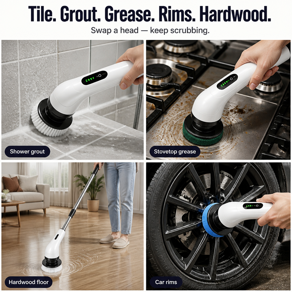 TurboShine™ — Spin Away Grime in Half the Time | 8 Heads + Extension Pole