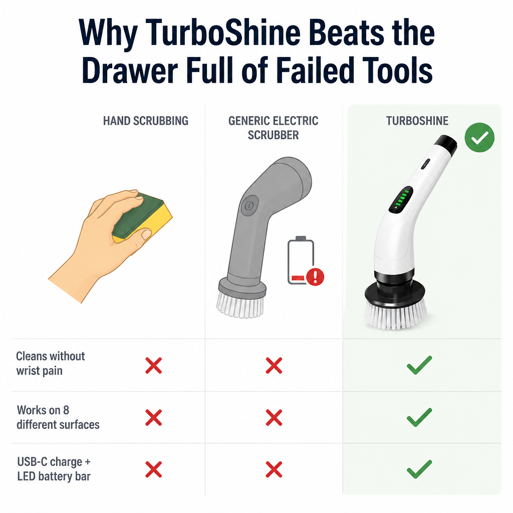 TurboShine™ — Spin Away Grime in Half the Time | 8 Heads + Extension Pole