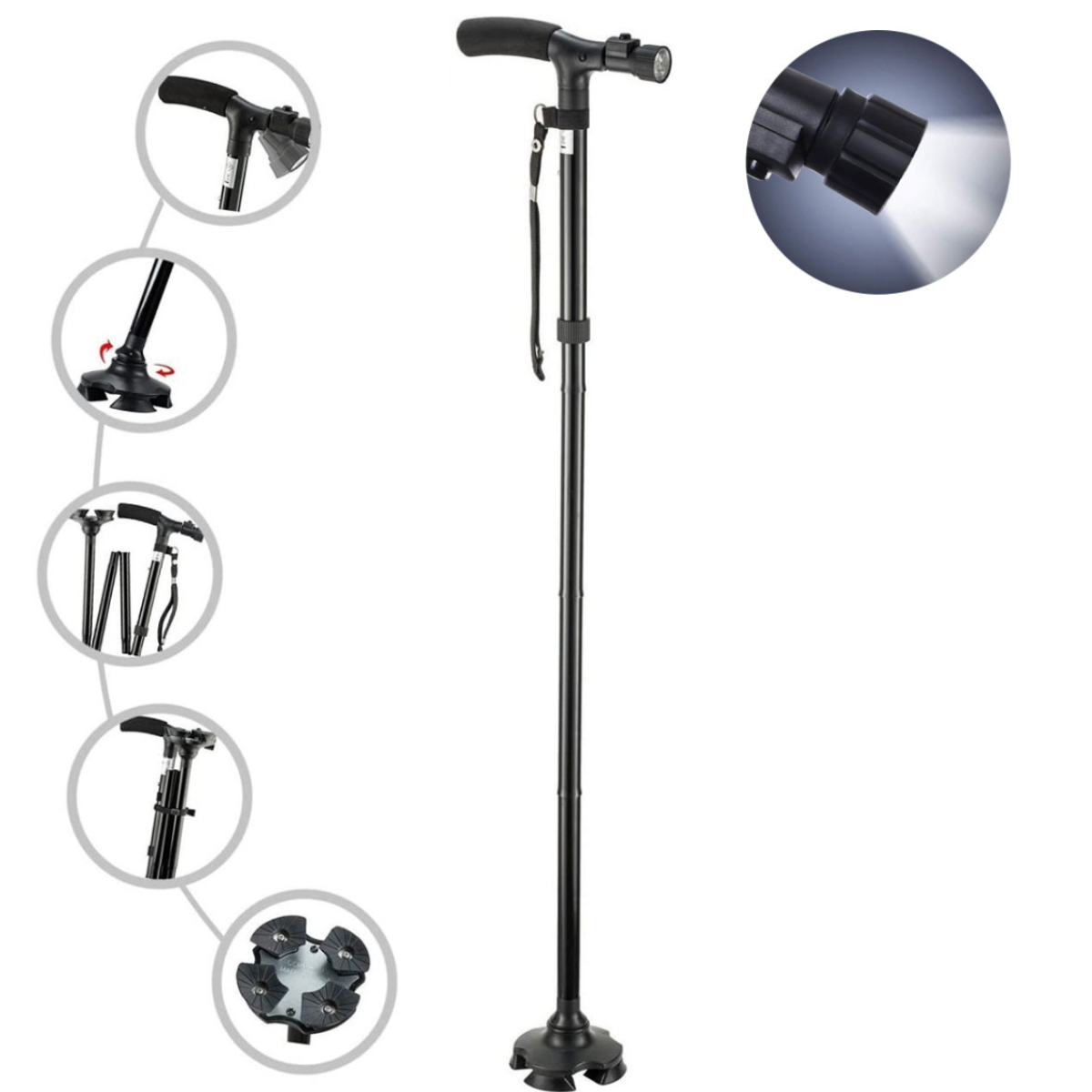Adjustable Walking Stick with Height Settings