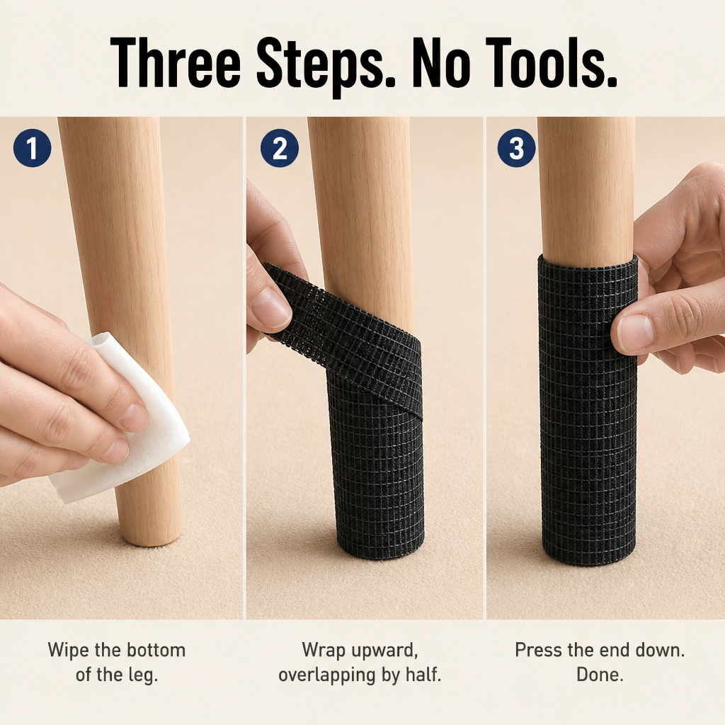 SilencioGuard™ — Wrap Any Furniture Leg to Stop Scratches & Screech