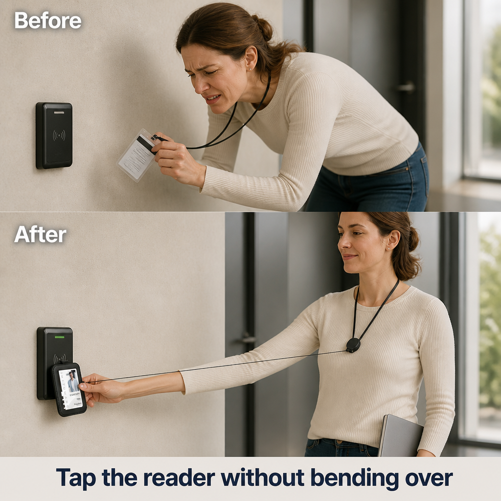 SwiftCord™ — Scan Your Badge Without Lifting It Off Your Neck