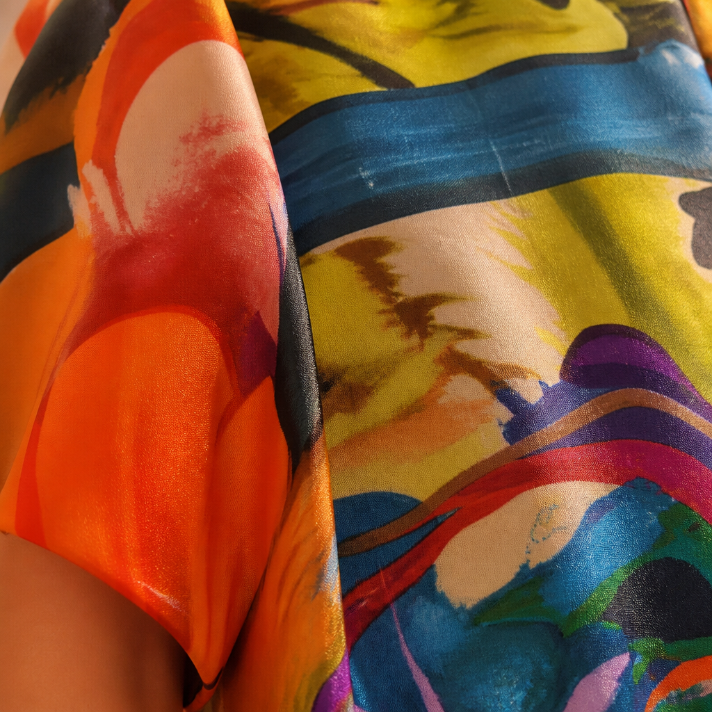 ZephyraWave™ – Flowy Bohemian Abstract Print Summer Dress