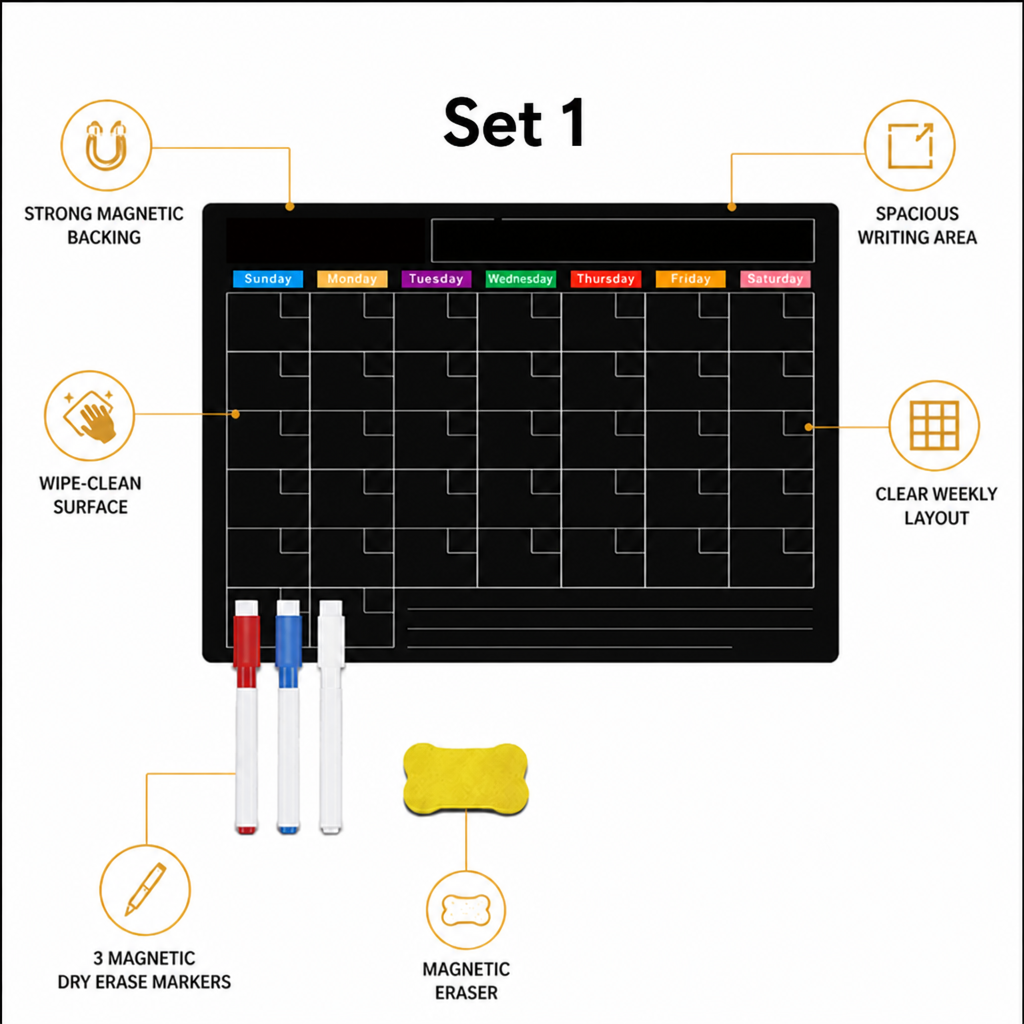 VibranceFlow™ Magnetic Calendar Set — Command Your Family’s Chaos with Colorful Clarity and Stress-Free Control